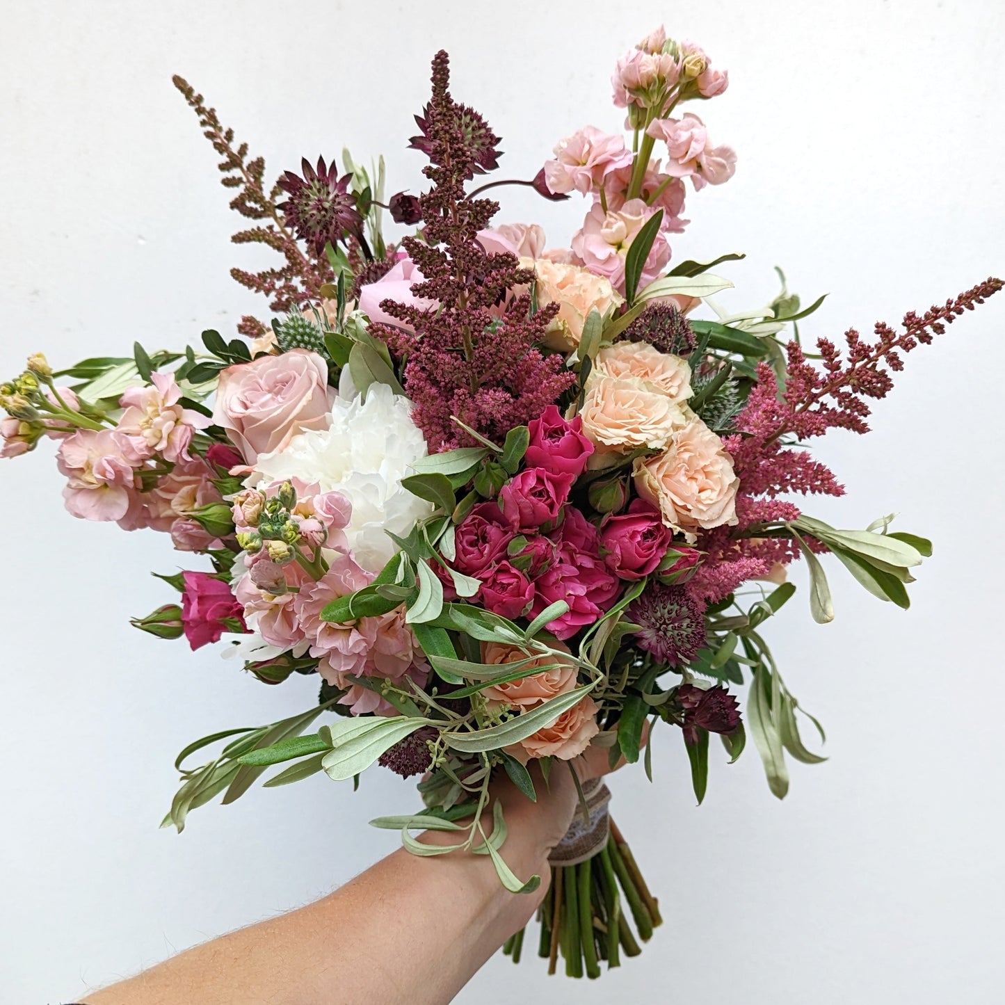 Wedding Flowers | Raspberry, Peaches & Creams
