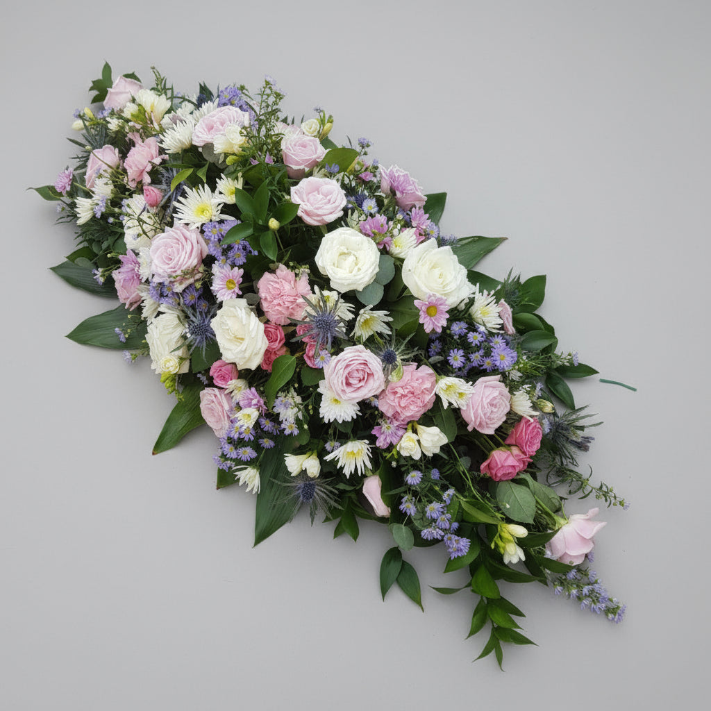 Pastel Hues Casket SprayFuneral Tribute