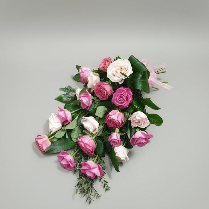 Pink Shades Roses & Carnations Sheaf Funeral Tribute