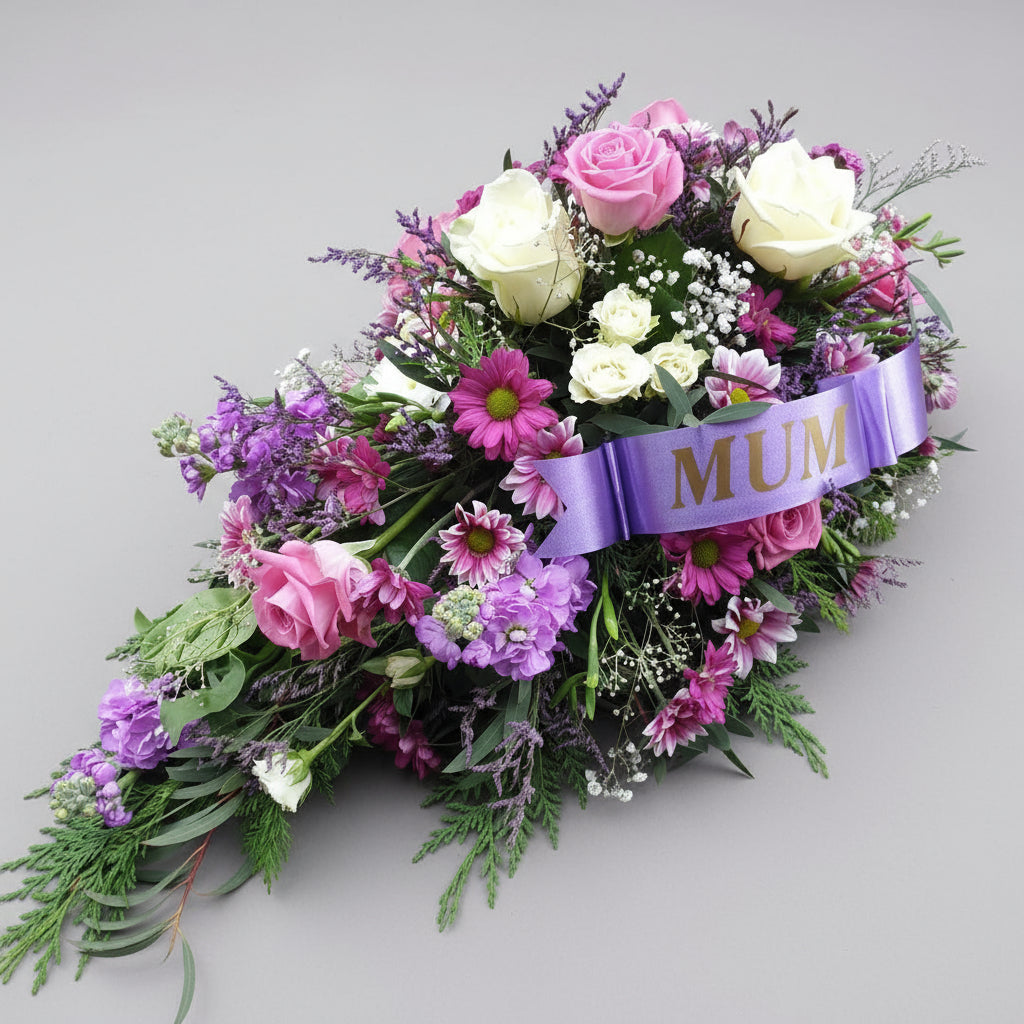 Mum Pastel Seasonal SprayFuneral Tribute