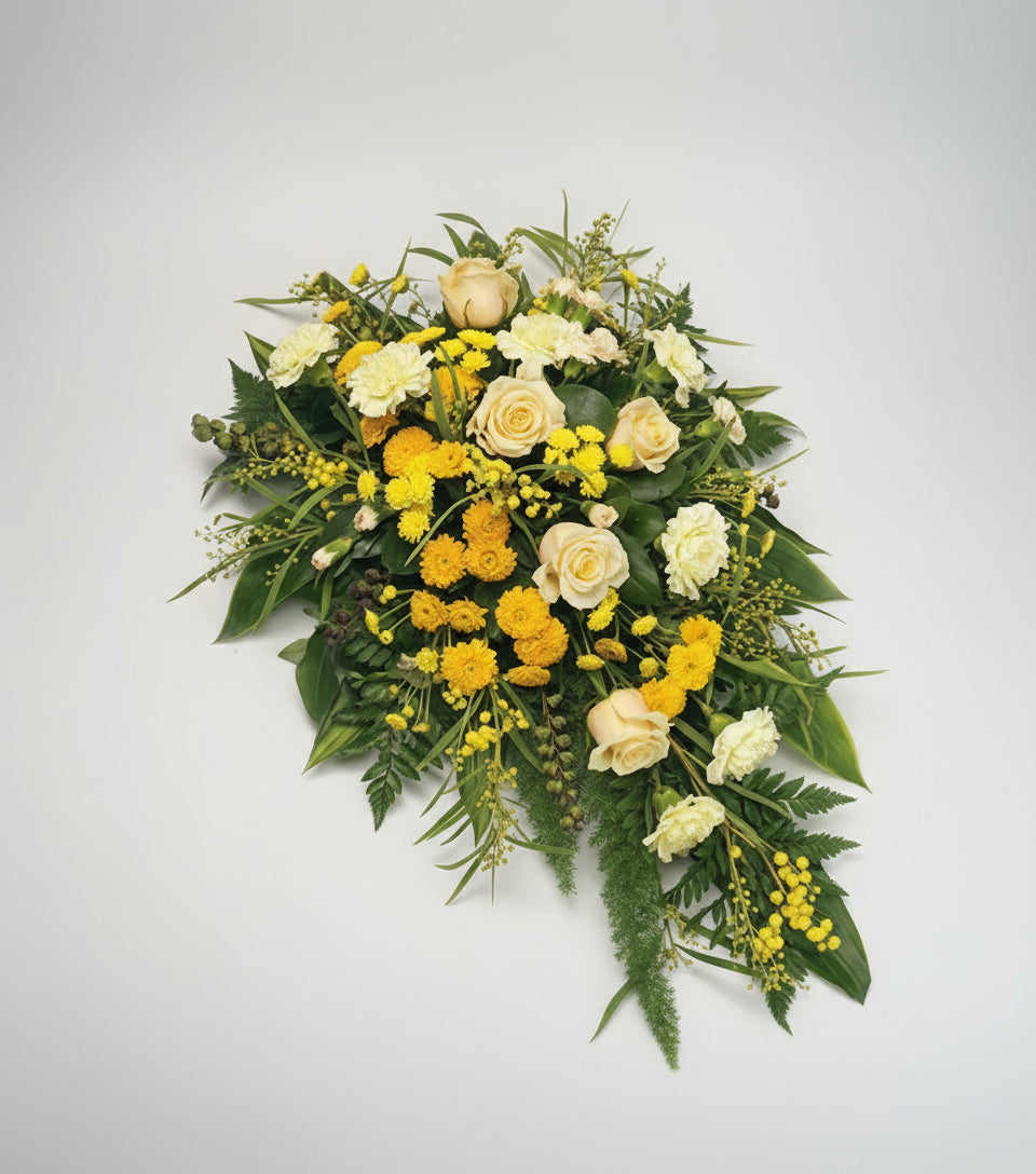 Yellow and Cream Country Spray Funeral Tribute
