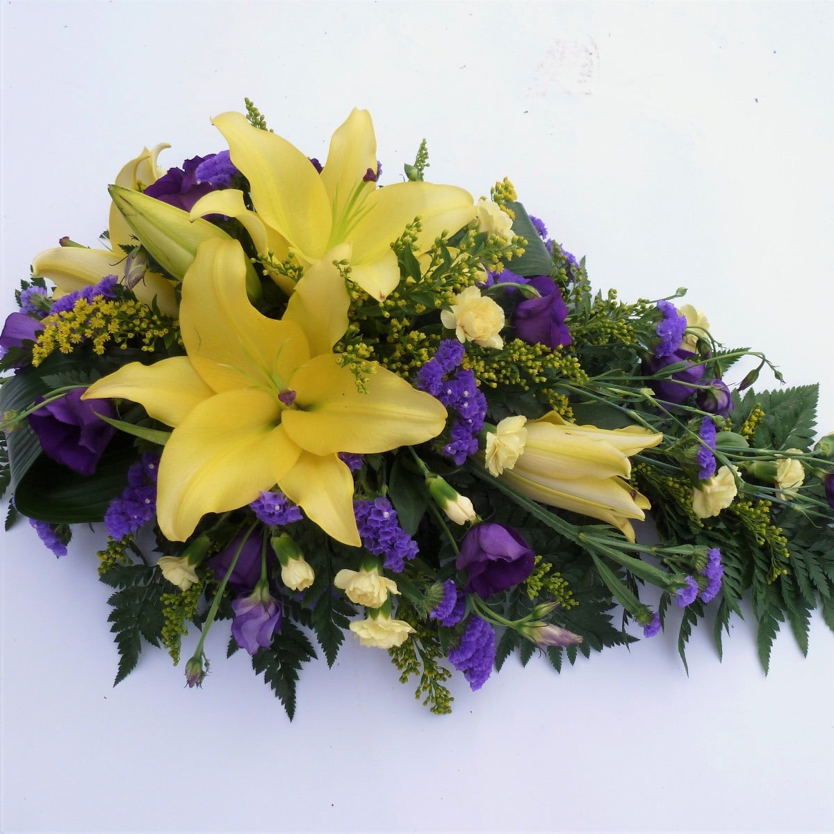 Lemon and Purple Spray Funeral Tribute