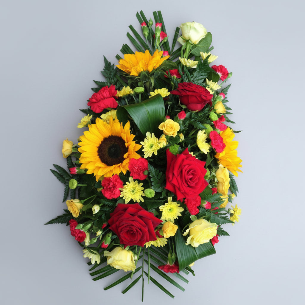 Rich Red & Bright Yellow SprayFuneral Tribute