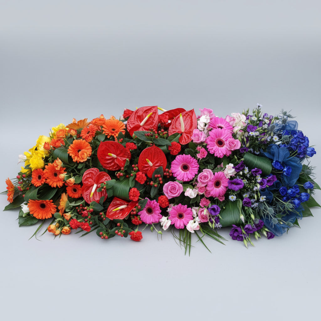Rainbow Double Ended Spray Funeral Tribute