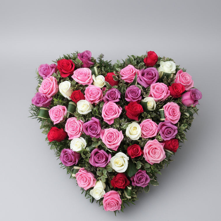 Mixed Rose Love Heart
