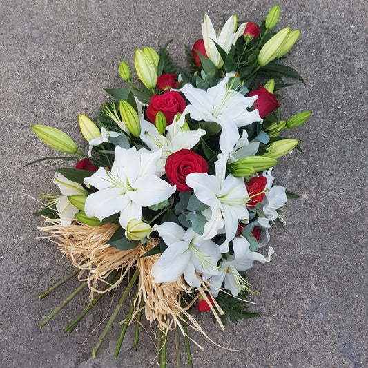 Rose and Lily Single Ended Spray Funeral Tribute