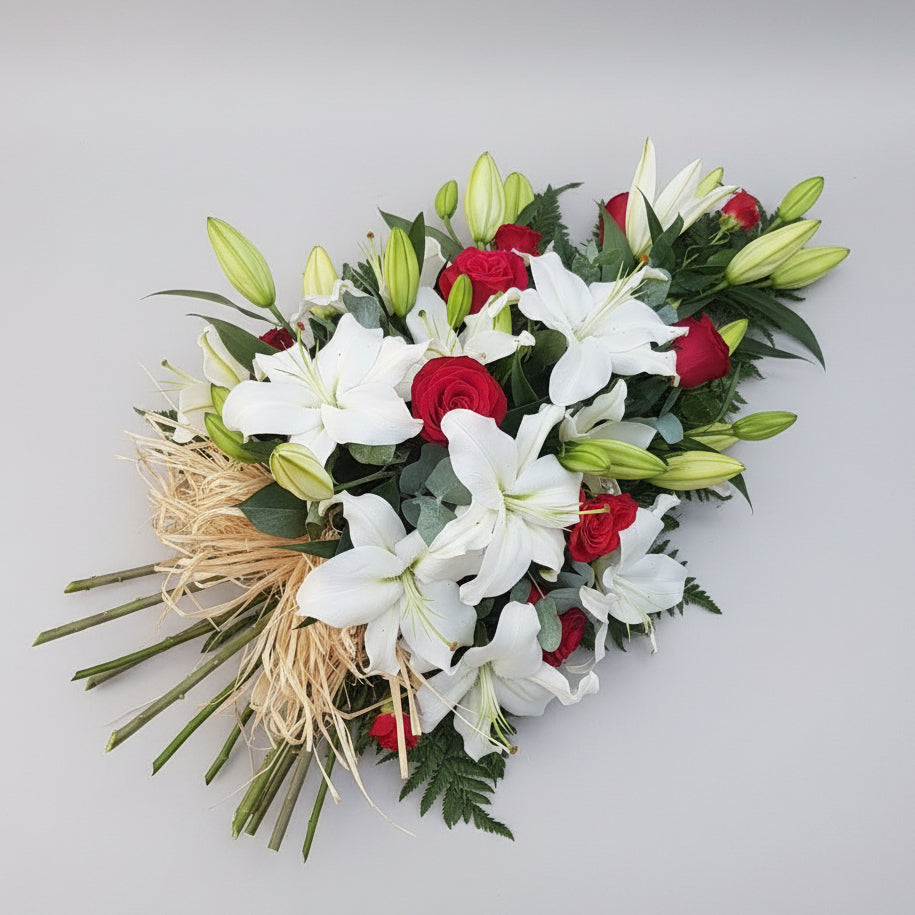 Rose and Lily Single Ended Spray Funeral Tribute