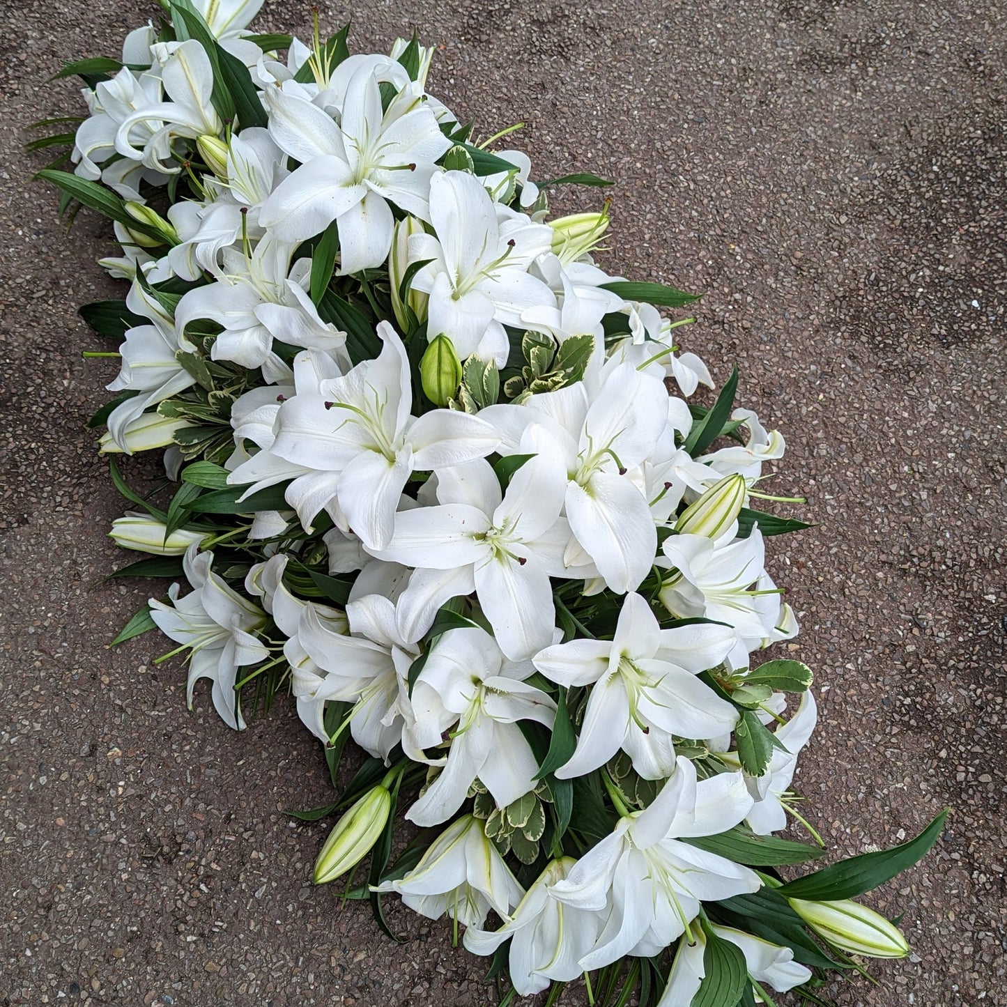 Traditional Lily Casket Spray: Oriental Lilies