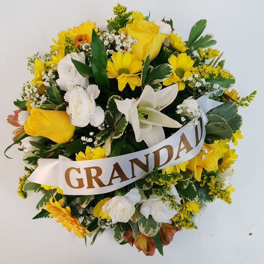Yellow & White 'Grandad' PosyFuneral Tribute