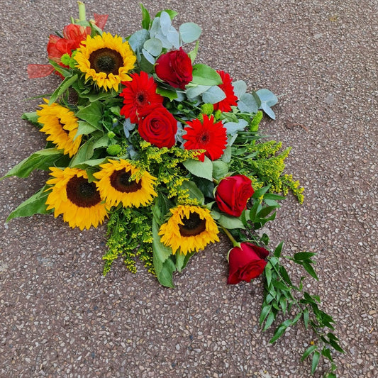 Rose & Sunflower Sheaf Funeral Tribute