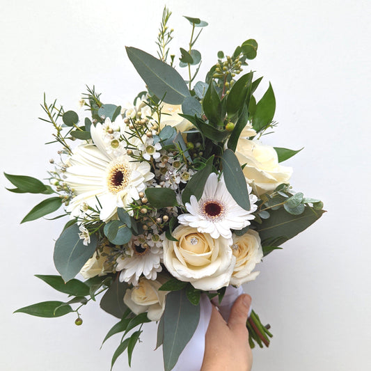 White Gerbera & Rose Wedding Flowers