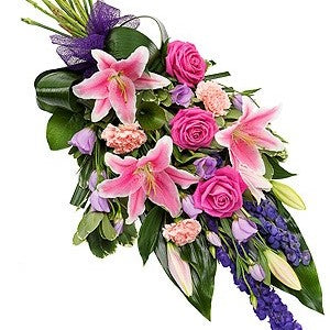 Pink & Purple Sheaf Funeral Tribute